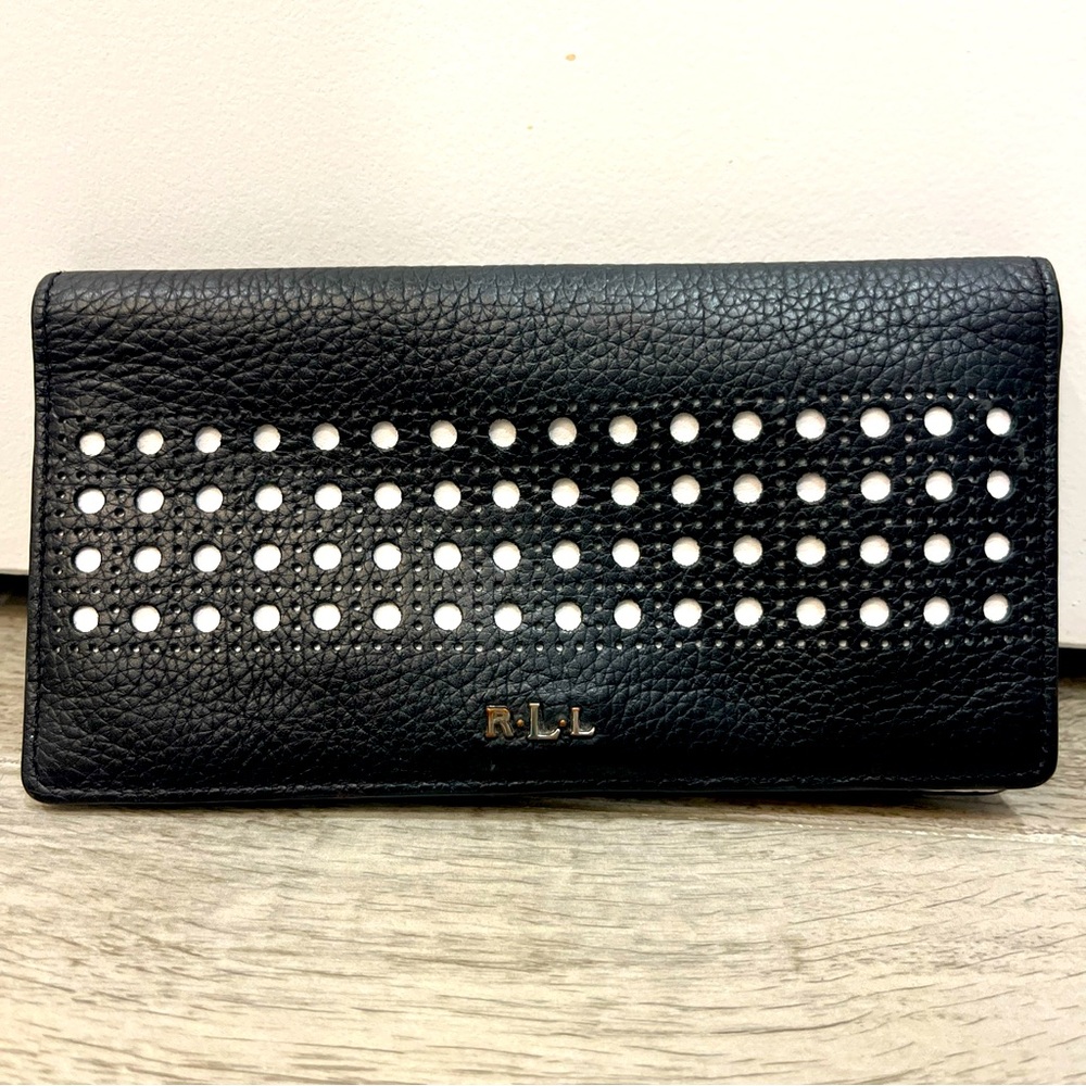 Ralph Lauren Leighton Slim Wallet (Black/White)